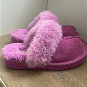 UGG Pink Fluffy Slippers Size 10